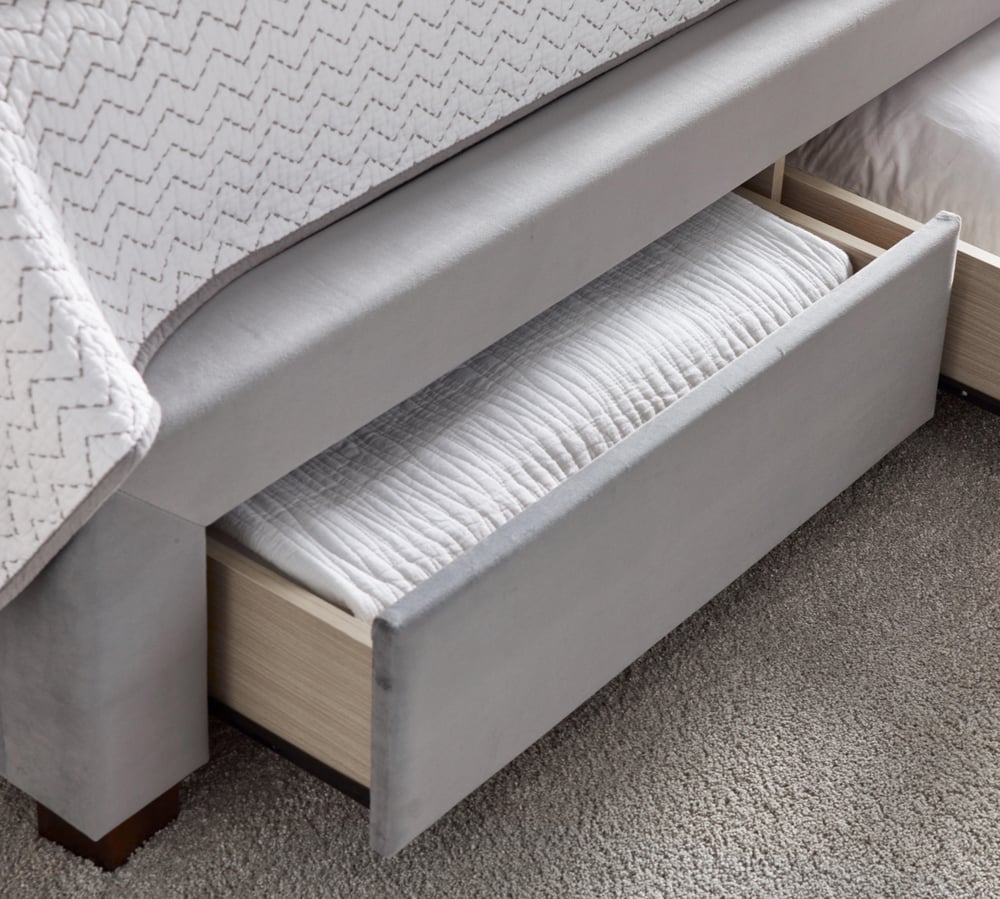 Vindolanda Grey Fabric 2 Drawer Storage Bed Drawers Close-Up